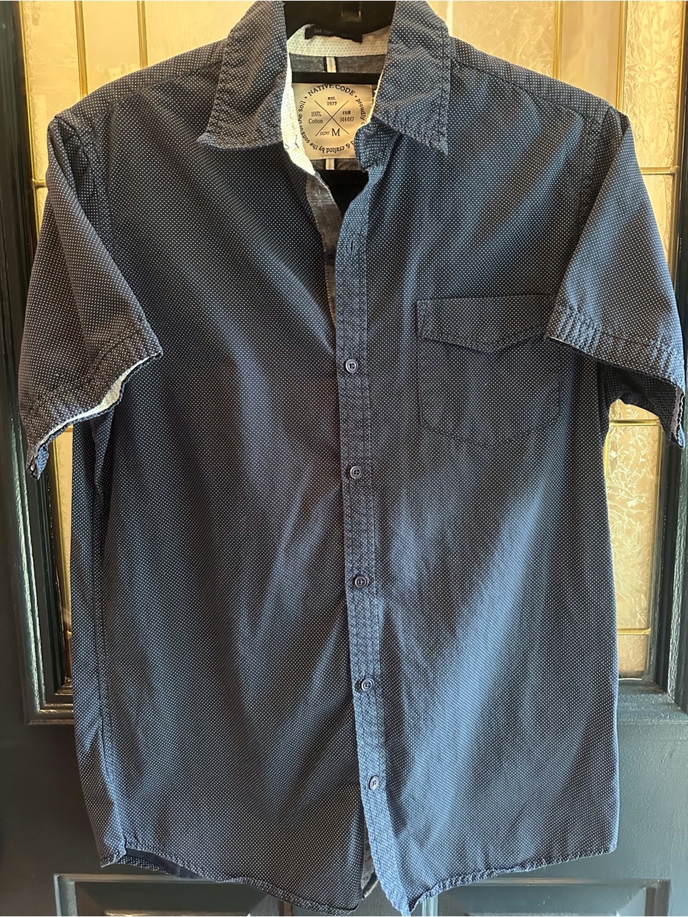 Native Navy Microdot Short Sleeve Button-Down Shirt